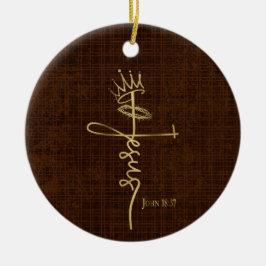 KING JESUS Elegant Brons Christelijk Kerstmis Keramisch Ornament