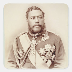 King Kalakaua (1836-91), wijlen c19th (foto sepia) Vierkante Sticker
