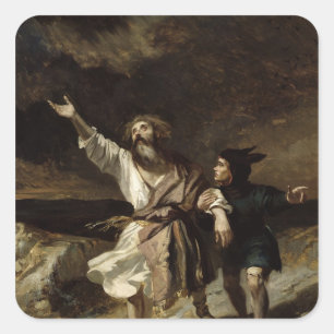 King Lear en de Fool in het Storm Vierkante Sticker