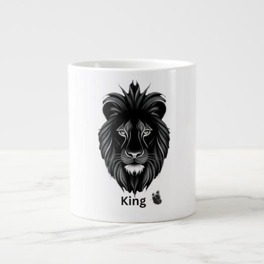 King Lion Black Art Coffee Mug (Devant)
