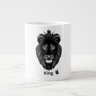 King Lion Black Art Coffee Mug Extra Grote Beker