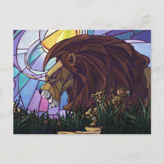 King Lion en Cubs Briefkaart (Voorkant)