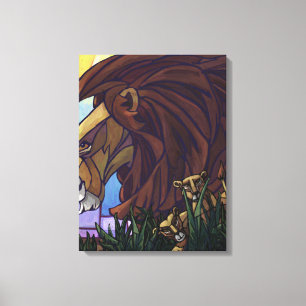 King Lion en Cubs Canvas Afdruk