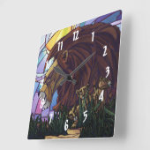 King Lion en Cubs Vierkante Klok (Hoek)