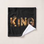"KING Lion Lettering"-ontwerp op zwart Bad Handdoek (Wasdoekje)