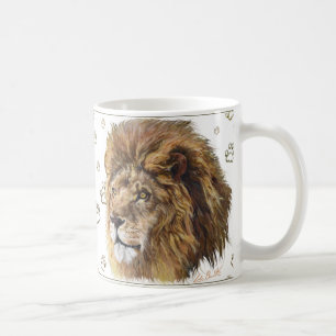 King Lion Paw Print Mok, White Koffiemok