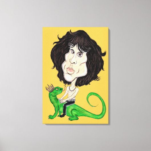 King Lizard Rockstar Karikatuur Tekening Canvas Afdruk (Voorkant)