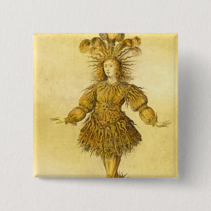 King Louis XIV of France Vierkante Button 5,1 Cm