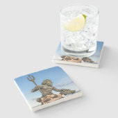 King Neptune Stenen Onderzetter (Zijkant)