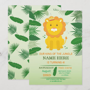 King Oerwoud Lion Birthday Zoo Safari Birthday Kaart