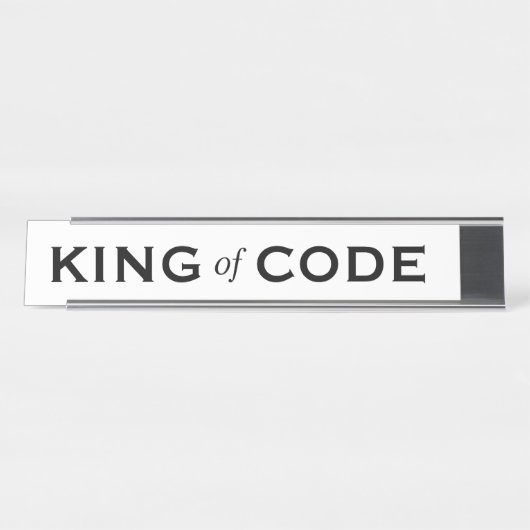 King of Code Funny Gift Computer Programmer Bureau Naambordje (Voorkant)