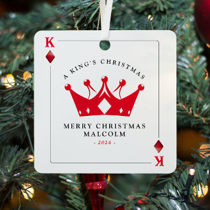 King of Diamonds Casino Poker Kaart Kerst Metalen Ornament