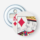 King of Diamonds Kaart Gezicht Knop Fles Opener (Voorkant)