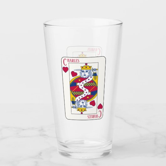King of Hearts Custom Name Play Card Glass Glas (Voorkant)
