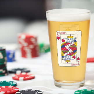 King of Hearts Custom Name Play Card Glass Glas