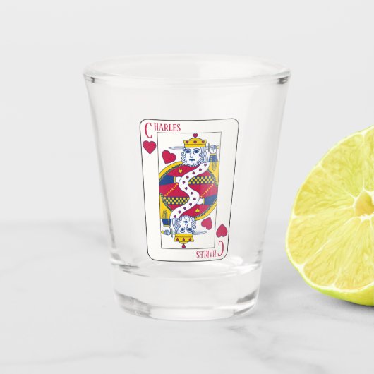 King of Hearts Custom Name Play Card Shot Glas (Voorkant)