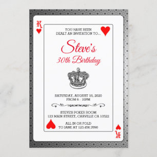 King of Hearts Poker Playing Cards Invitation d'an