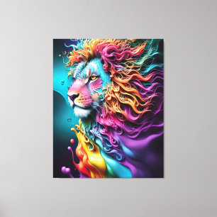 King of Kings Leeuw van Juda regenboog kleur abstr Canvas Afdruk