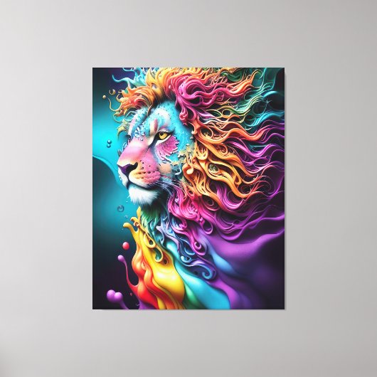 King of Kings Leeuw van Juda regenboog kleur abstr Canvas Afdruk (Voorkant)