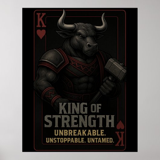 King of Strength Art – Powerful Bull Warrior Poster (Voorkant)