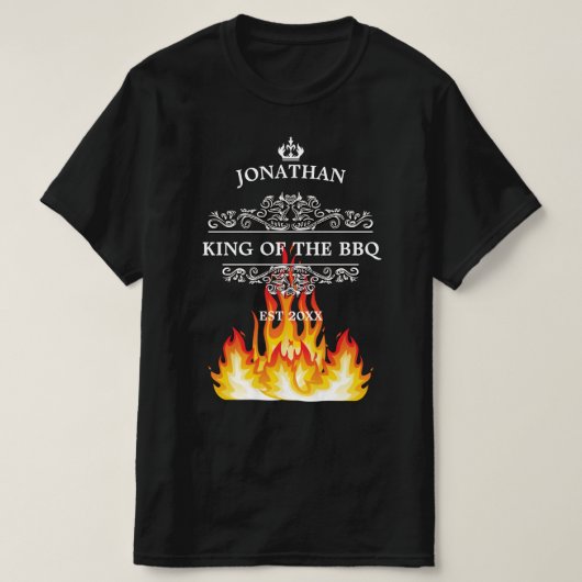 King of The BBQ Funny Quote Custom Name  T-shirt (Design voorkant)