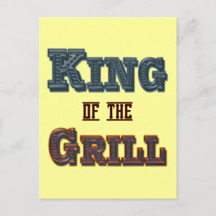 King of the Grill BBQ Cooking Slogan Briefkaart