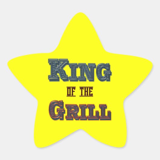 King of the Grill BBQ Cooking Slogan Ster Sticker (Voorkant)