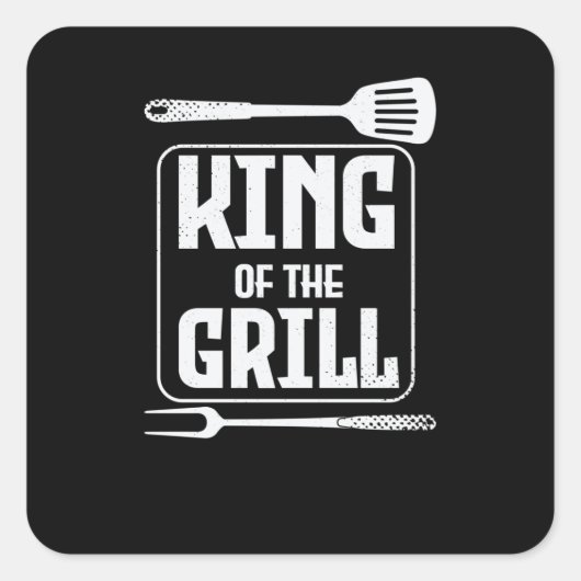 King of the GRILL Vierkante Sticker (Voorkant)