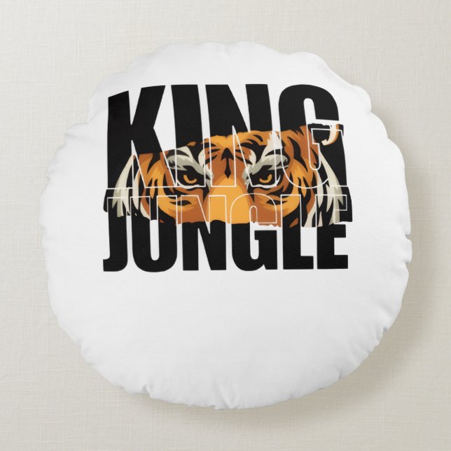 King of the Jungle Rond Kussen (Voorkant)