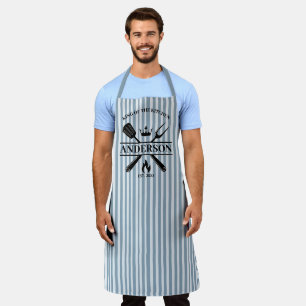King of the Kitchen Blue Stripes Custom Schort