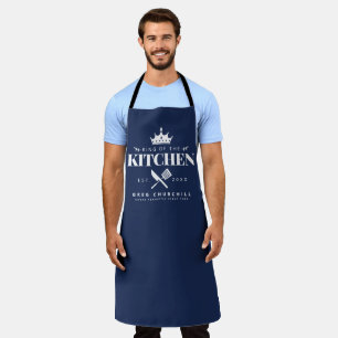 King of The Kitchen Foodie Mannen Personalized Blu Schort