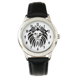 King of the Oerwoud Lion Face in zwart Horloge