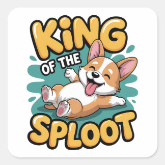 King of the Sploot Funny Dog Lying Pose Gift Vierkante Sticker
