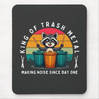 King of Trash Metal Funny Raccoon Drummer Muismat