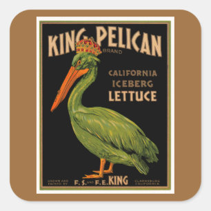 King Pelican Brand Lettuce Vierkante Sticker