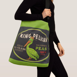 King Pelican California erwten krat label Crossbody Tas