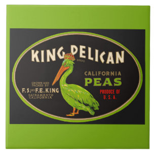 King Pelican California erwten krat label Tegeltje