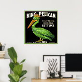 KING PELICAN ICEBERG LETTUCE CRATE ETIKET POSTER (Thuiskantoor)