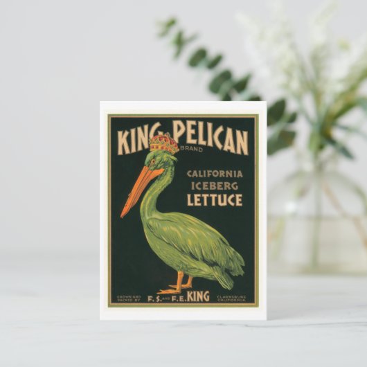 King Pelican Lettuce Crate Label Briefkaart (Staand voorkant)