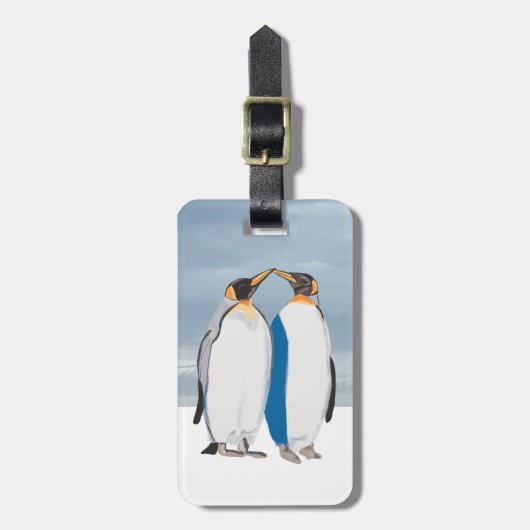 King Penguin Pair Kissing Bagagelabel (Voorkant verticaal)