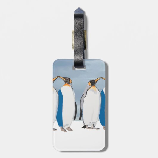 King Penguin Pair Kissing Bagagelabel (Achterkant verticaal)