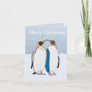 King Penguin Pair Kissingbaar kerstrectificeerbaar Kaart