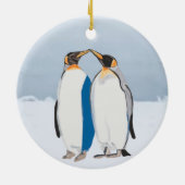 King Penguin Pair Kissus Keramisch Ornament (Achterkant)