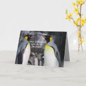 King Penguins Birthday Kaart (Gele Bloem)