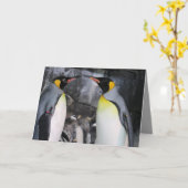 King Penguins in Love Wenskaart Kaart (Gele Bloem)