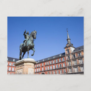 King Philip III Statue op Plaza Mayor in Madrid Briefkaart