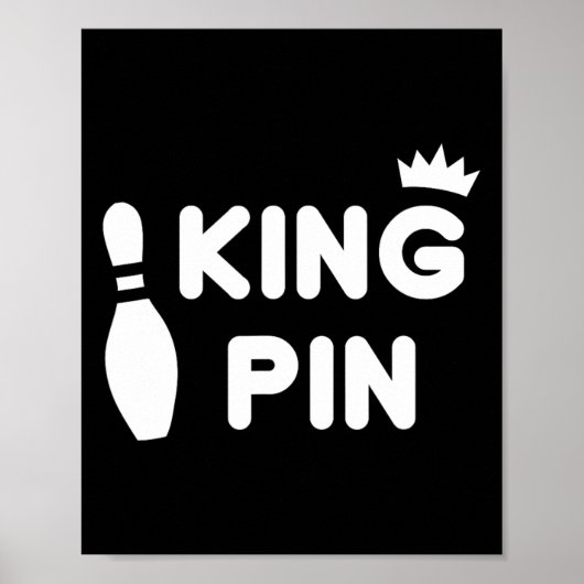 King Pin Bowling Funny Cute Couples Bowler League Poster (Voorkant)