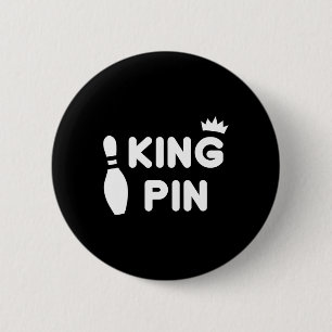 King Pin Bowling Funny Cute Couples Bowler League Ronde Button 5,7 Cm