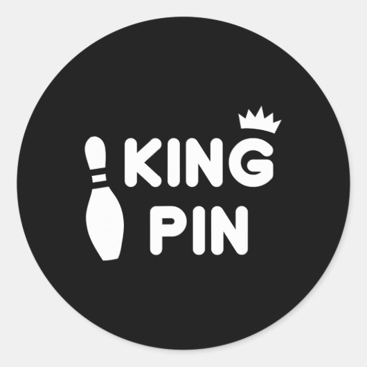 King Pin Bowling Funny Cute Couples Bowler League Ronde Sticker (Voorkant)