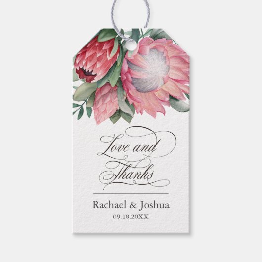 King Protea Waterverf Botanical Dank u Cadeaulabel (Voorkant)